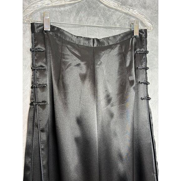 Wide Leg Pants Women SZ XL Runs SM Asian Theme Shiny Unique Pleats Traditional - Picture 7 of 8